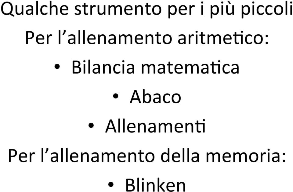 Bilancia matema/ca Abaco Allenamen/