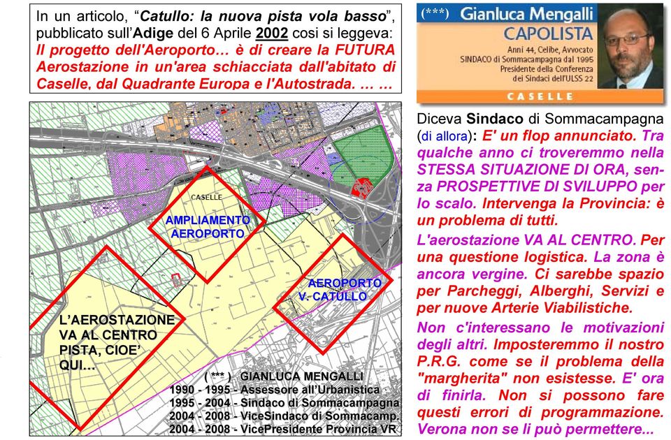 CATULLO ( *** ) GIANLUCA MENGALLI 1990-1995 - Assessore all Urbanistica 1995-2004 - Sindaco di Sommacampagna 2004-2008 - ViceSindaco di Sommacamp.