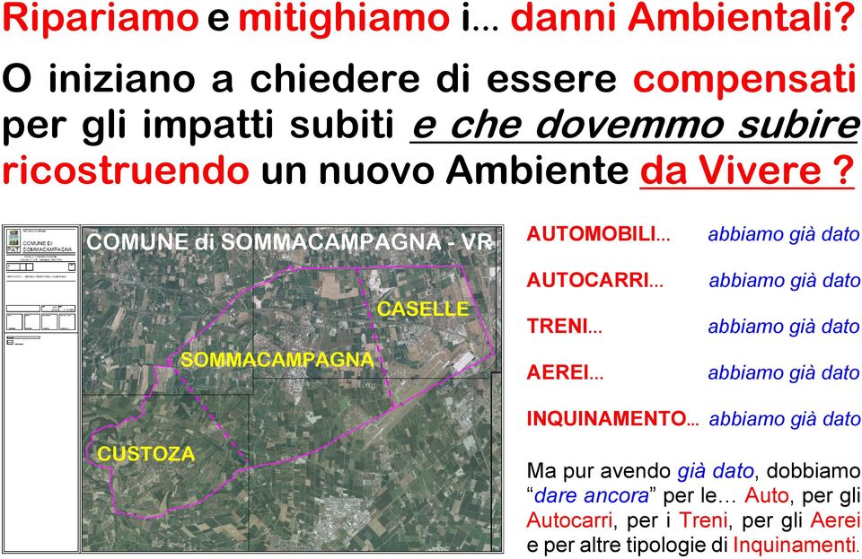 COMUNE di SOMMACAMPAGNA - VR SOMMACAMPAGNA CASELLE AUTOMOBILI abbiamo già dato AUTOCARRI abbiamo già dato TRENI abbiamo già