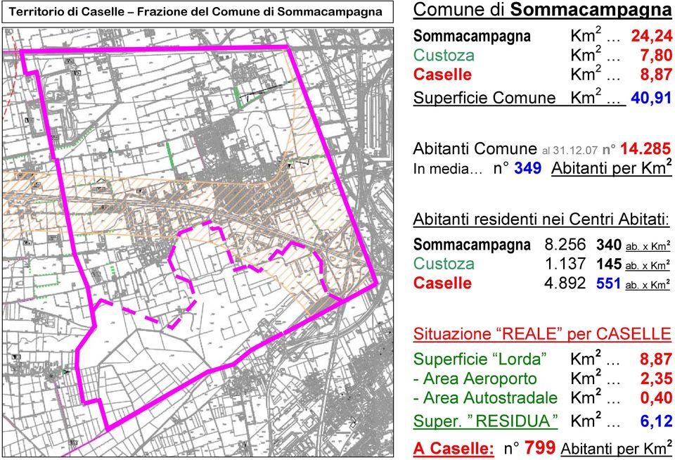 285 In media n 349 Abitanti per Km 2 Abitanti residenti nei Centri Abitati: Sommacampagna 8.256 340 ab. x Km 2 Custoza 1.137 145 ab.