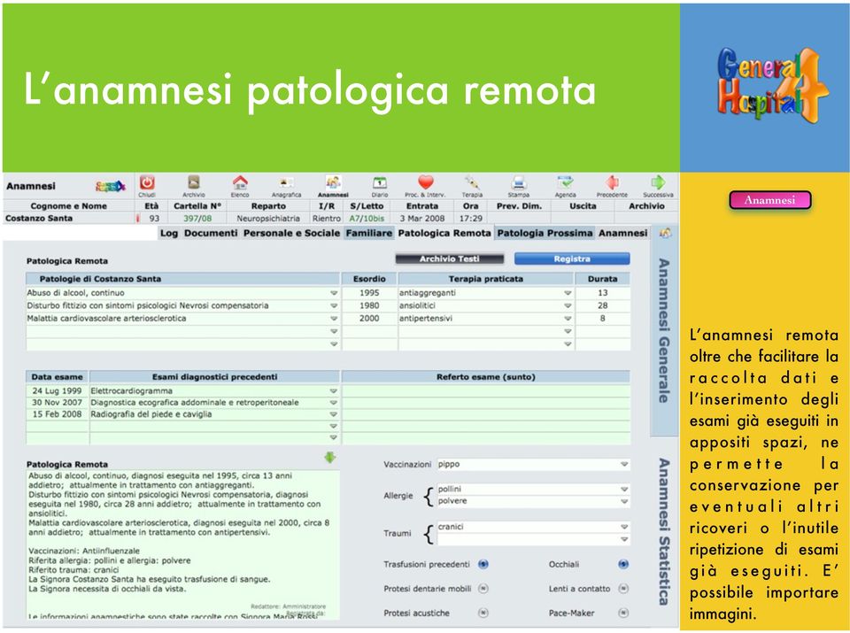 ne p e r m e t t e l a conservazione per e v e n t u a l i a l t r i ricoveri o l