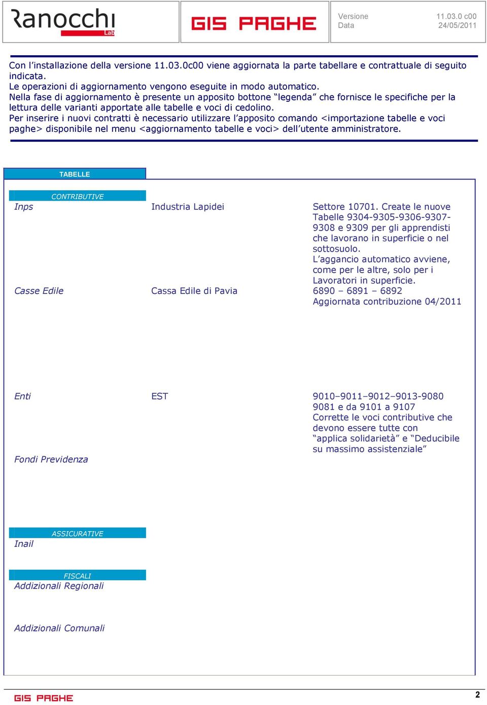 Per inserire i nuovi contratti è necessario utilizzare l apposito comando <importazione tabelle e voci paghe> disponibile nel menu <aggiornamento tabelle e voci> dell utente amministratore.