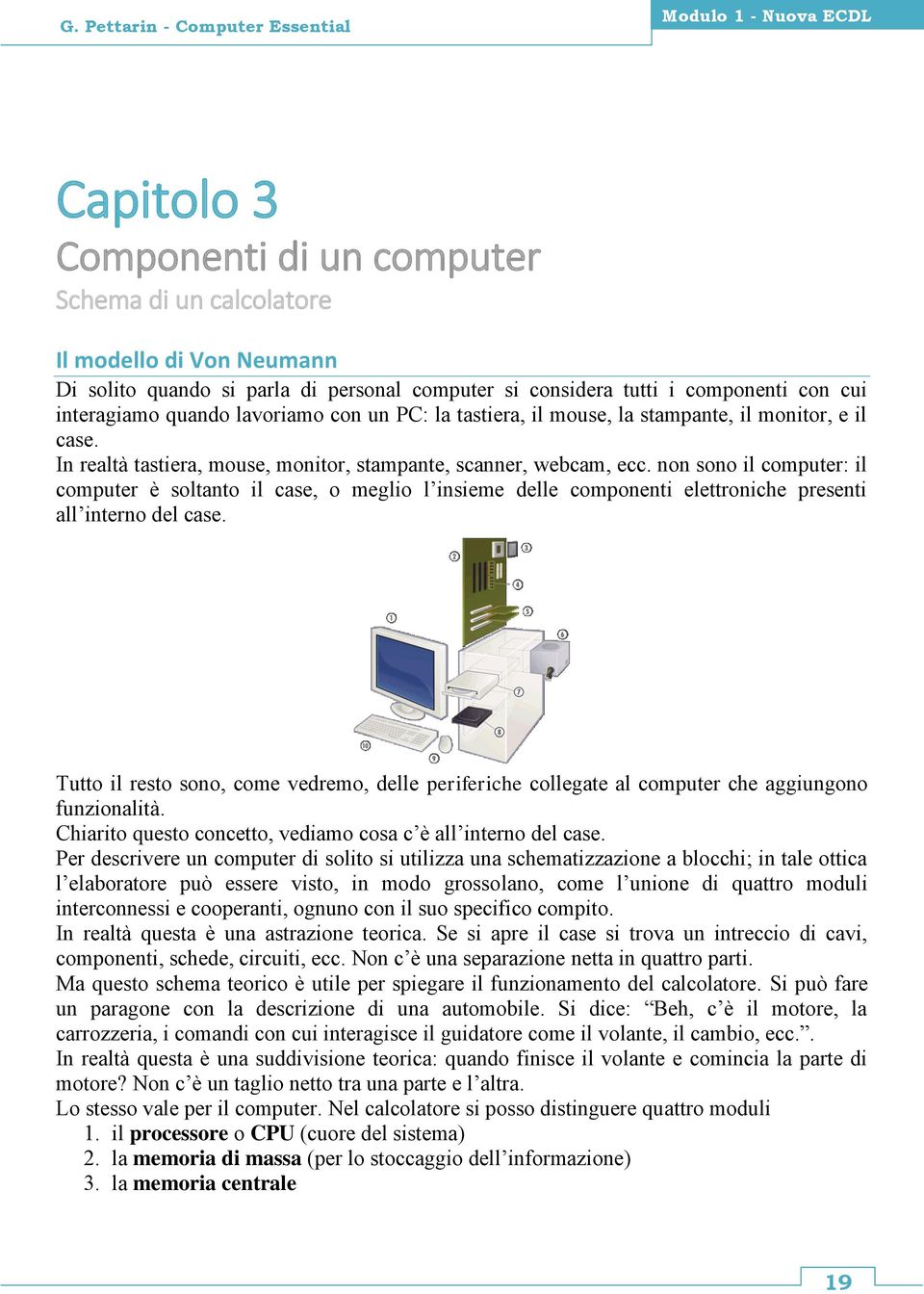 non sono il computer: il computer è soltanto il case, o meglio l insieme delle componenti elettroniche presenti all interno del case.