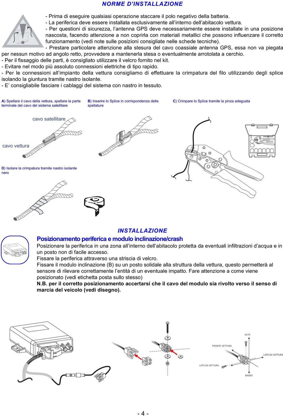 corretto funzionamento (vedi note sulle posizioni consigliate nelle schede tecniche).