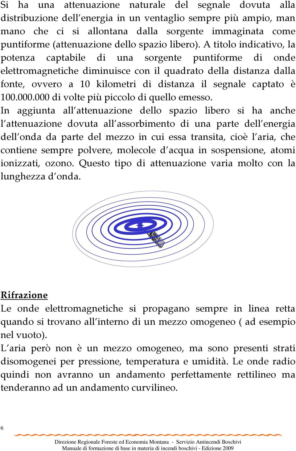 A titolo indicativo, la potenza captabile di una sorgente puntiforme di onde elettromagnetiche diminuisce con il quadrato della distanza dalla fonte, ovvero a 10 kilometri di distanza il segnale