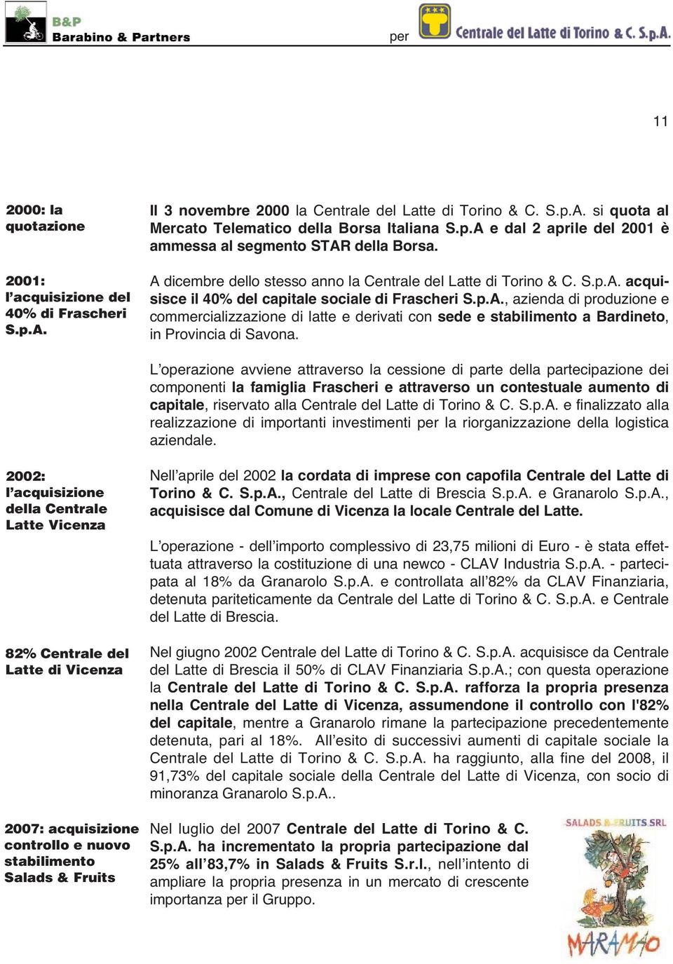 L operazione avviene attraverso la cessione di parte della partecipazione dei componenti la famiglia Frascheri e attraverso un contestuale aumento di capitale, riservato alla Centrale del Latte di