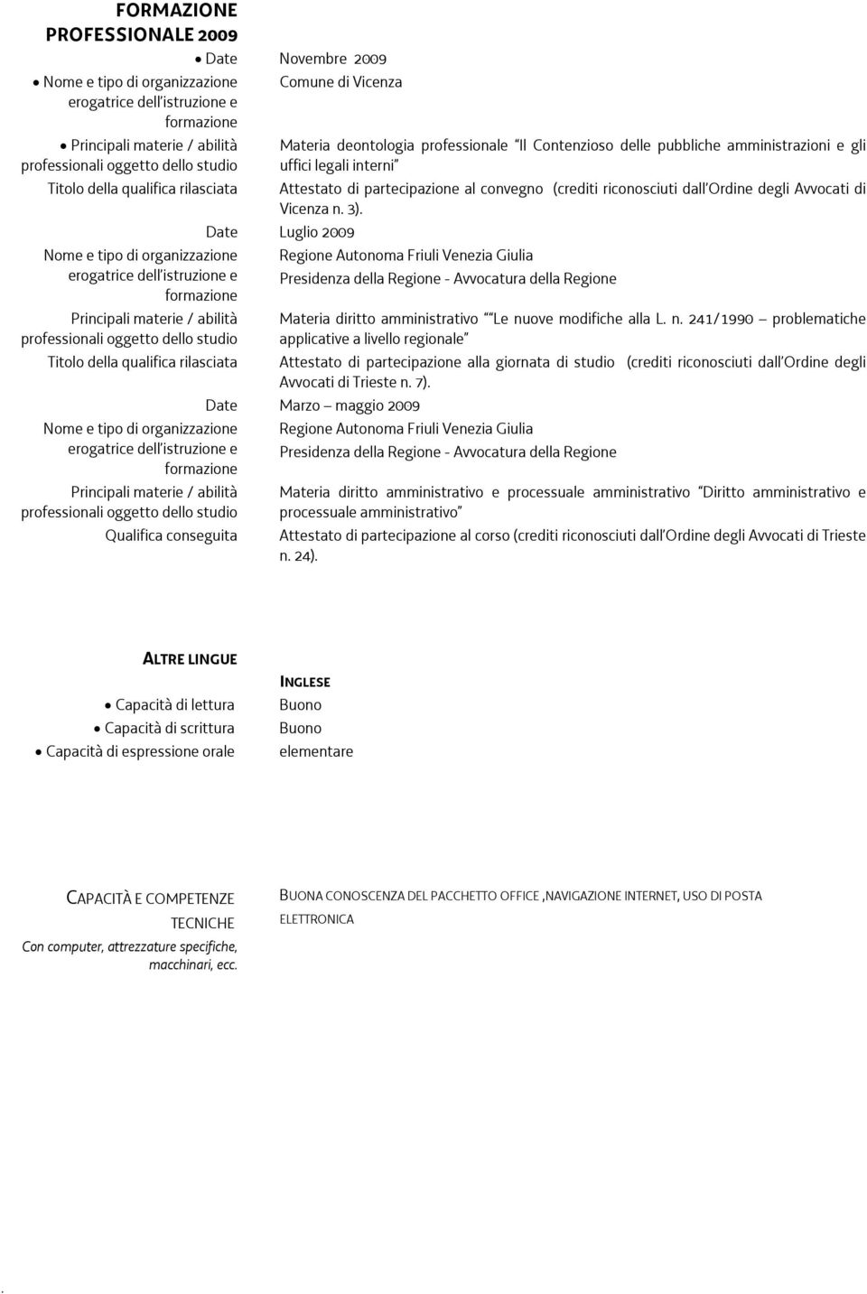 diritto amministrativo Le nuove modifiche alla L n 241/1990 problematiche applicative a livello regionale Titolo della qualifica rilasciata Attestato di partecipazione alla giornata di studio