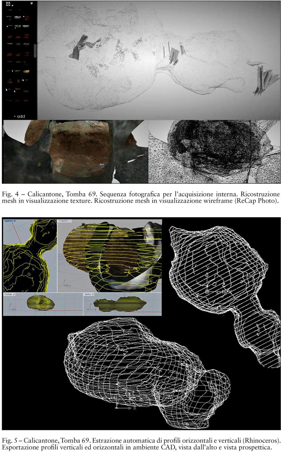 Ricostruzione mesh in visualizzazione wireframe (ReCap Photo). Fig. 5 Calicantone, Tomba 69.