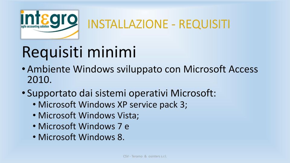 Supportato dai sistemi operativi Microsoft: Microsoft