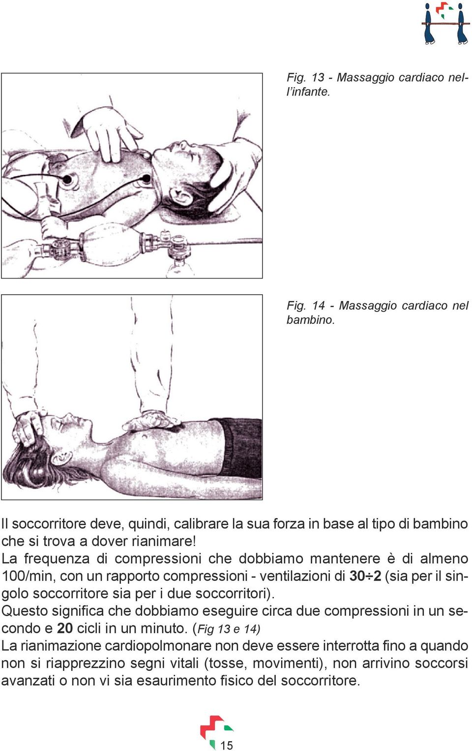 La frequenza di compressioni che dobbiamo mantenere è di almeno 100/min, con un rapporto compressioni - ventilazioni di 30 2 (sia per il singolo soccorritore sia per i due