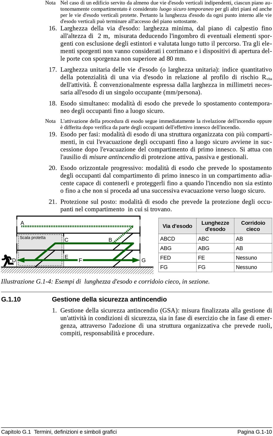 Larghezza della via d'esodo: larghezza minima, dal piano di calpestio fino all'altezza di 2 m, misurata deducendo l'ingombro di eventuali elementi sporgenti con esclusione degli estintori e valutata