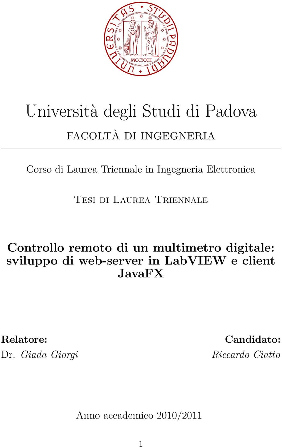 remoto di un multimetro digitale: sviluppo di web-server in LabVIEW e client