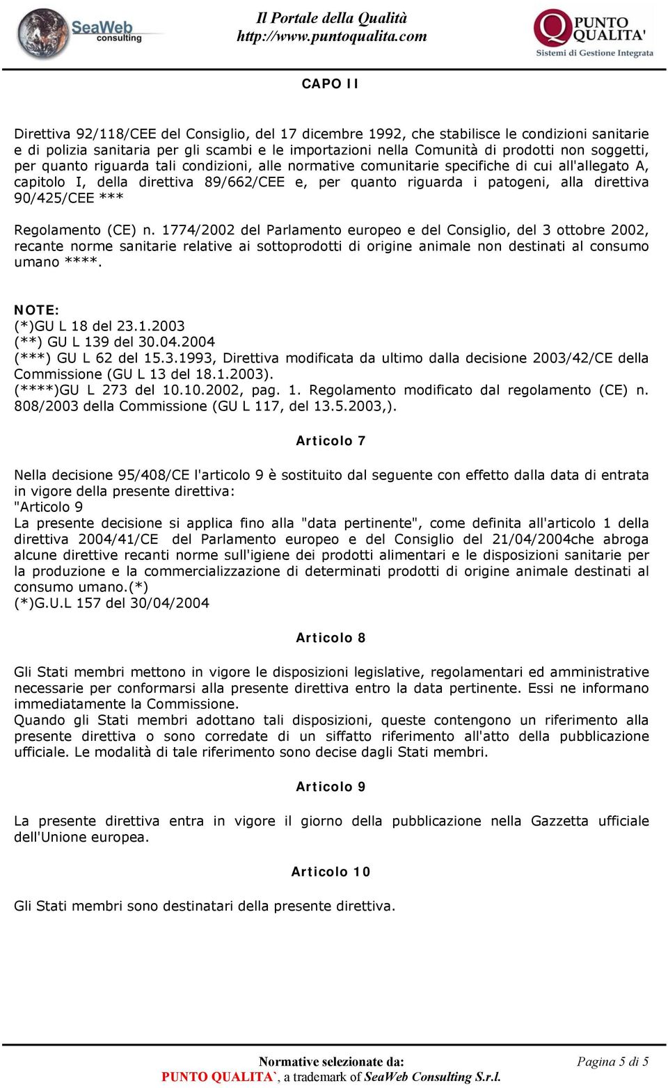 90/425/CEE *** Regolamento (CE) n.