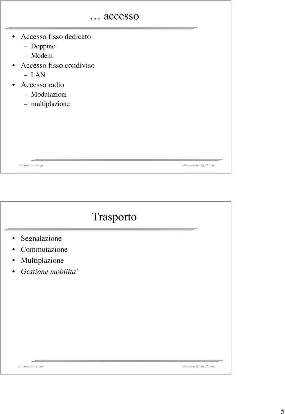 multiplazione accesso Trasporto Segnalazione