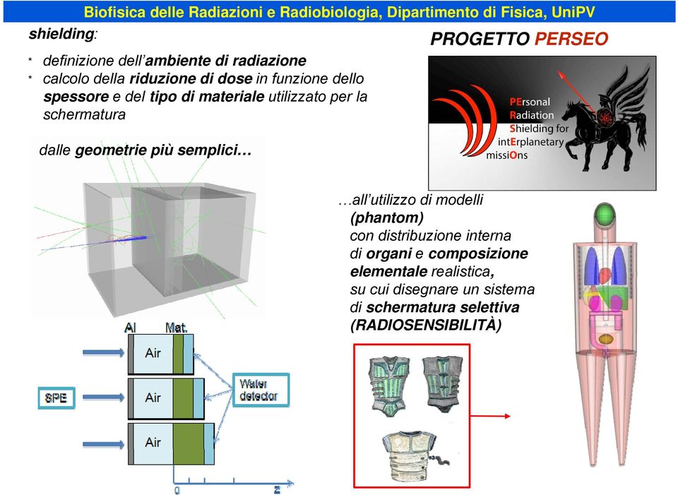 schermatura dalle geometrie più semplici PROGETTO PERSEO all utilizzo di modelli (phantom) con distribuzione interna