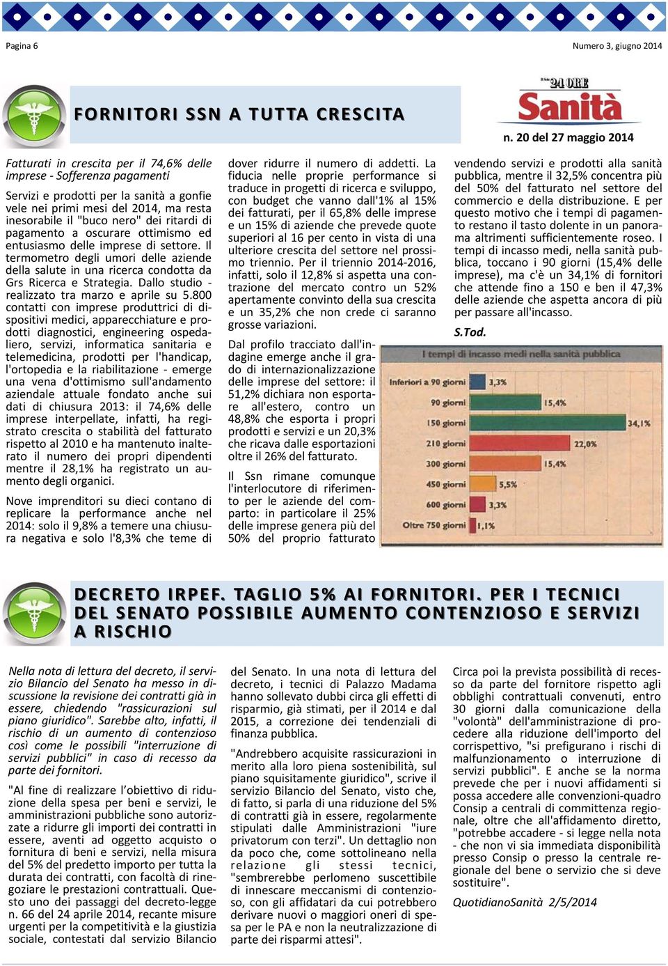 dei ritardi di pagamento a oscurare ottimismo ed entusiasmo delle imprese di settore. Il termometro degli umori delle aziende della salute in una ricerca condotta da Grs Ricerca e Strategia.