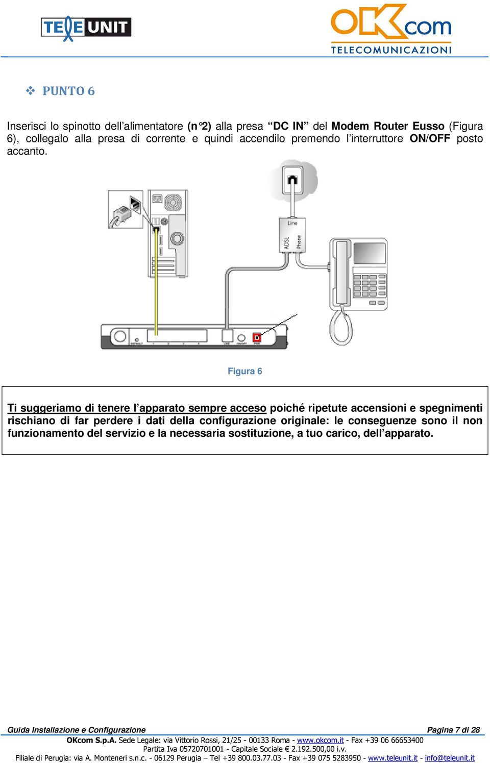 Figura 6 Ti suggeriamo di tenere l apparato sempre acceso poiché ripetute accensioni e spegnimenti rischiano di far perdere i dati