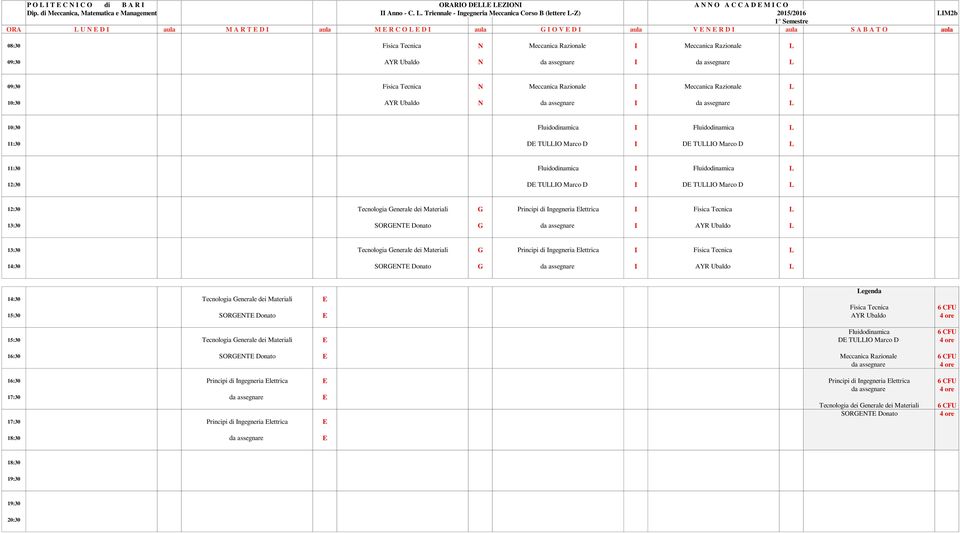 ZIONI A N N O A C C A D E M I C O Dip. di Meccanica, Matematica e Management II Anno - C. L.