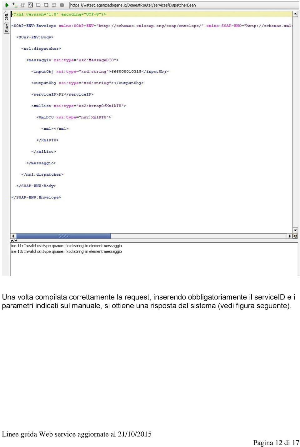 parametri indicati sul manuale, si ottiene una