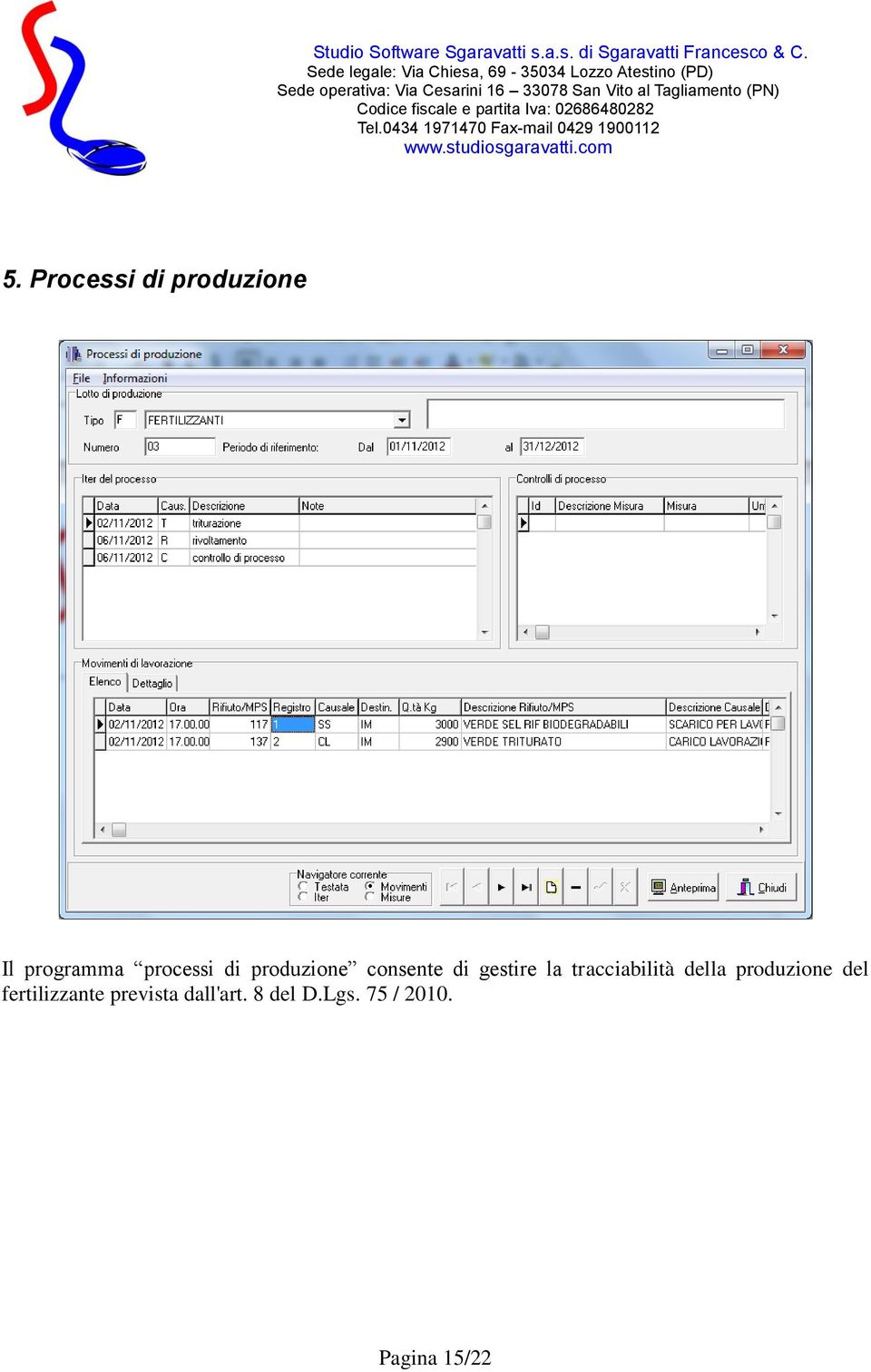 tracciabilità della produzione del