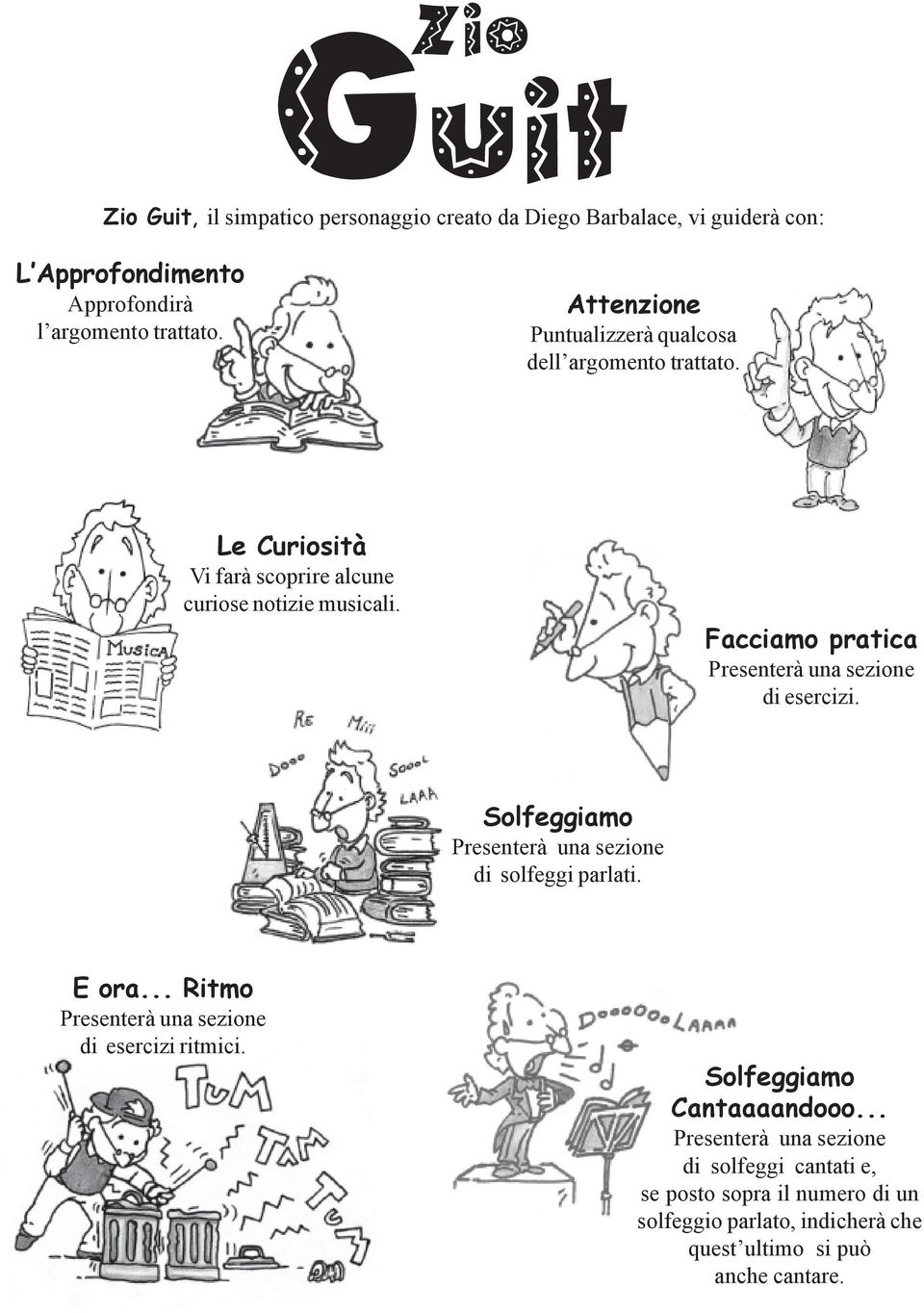 Facciamo pratica Presenterà una sezione di esercizi. Solfeggiamo Presenterà una sezione di solfeggi parlati. E ora.