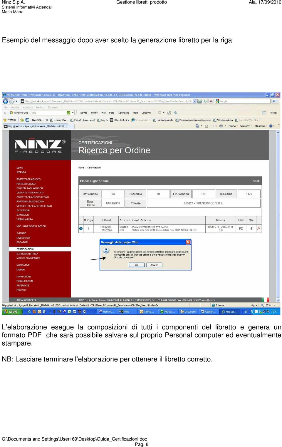 formato PDF che sarà possibile salvare sul proprio Personal computer ed