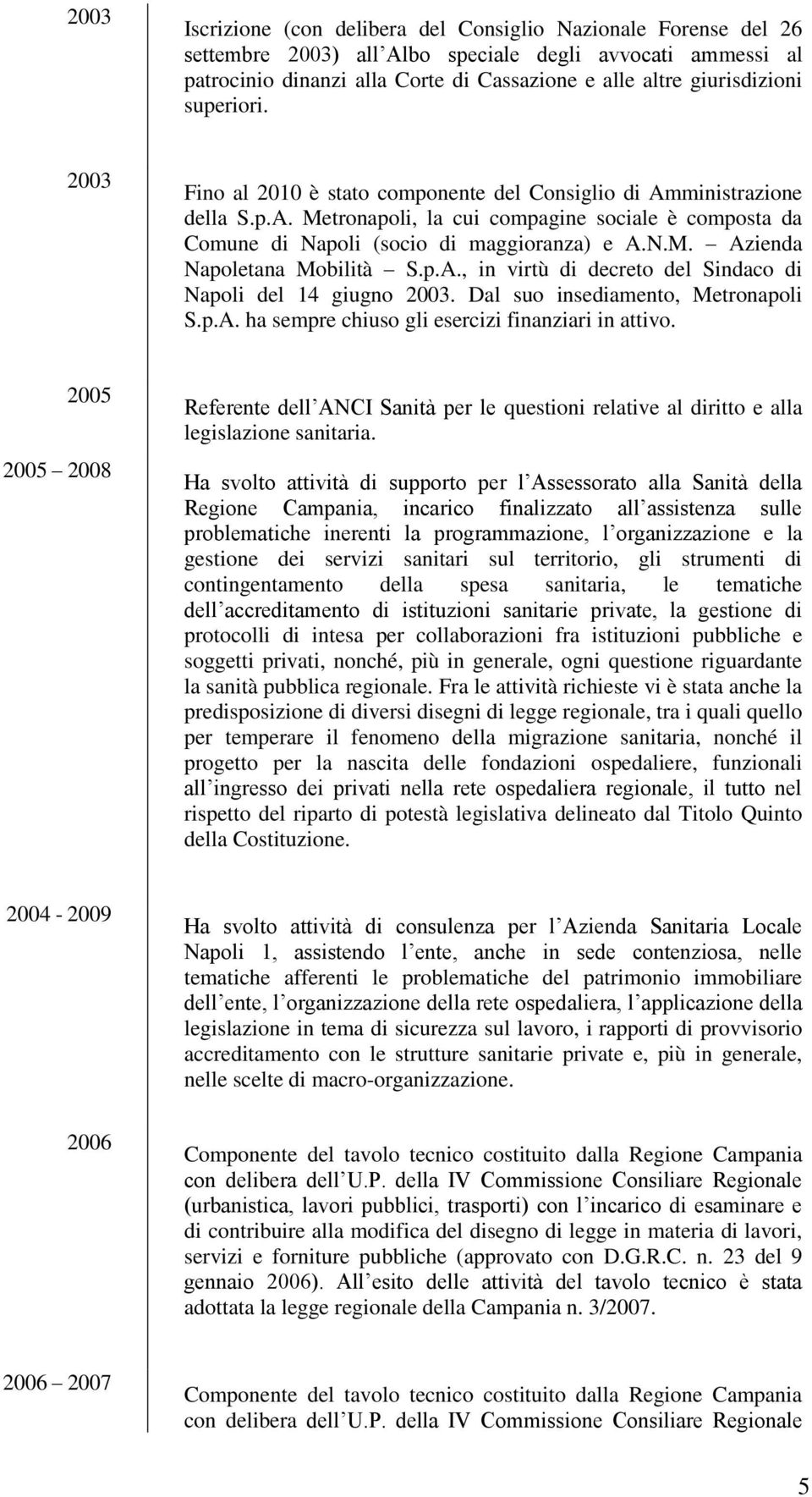 p.A., in virtù di decreto del Sindaco di Napoli del 14 giugno 2003. Dal suo insediamento, Metronapoli S.p.A. ha sempre chiuso gli esercizi finanziari in attivo.