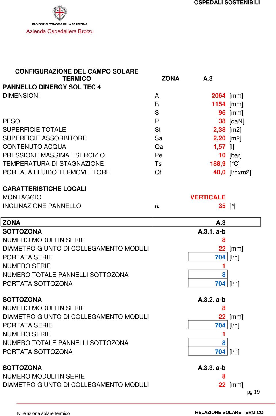 ASSORBITORE Sa 2,20 [m2] CONTENUTO ACQUA Qa 1,57 [l] PRESSIONE MASSIMA ESERCIZIO Pe 10 [bar] TEMPERATURA DI STAGNAZIONE Ts 188,9 [ C]