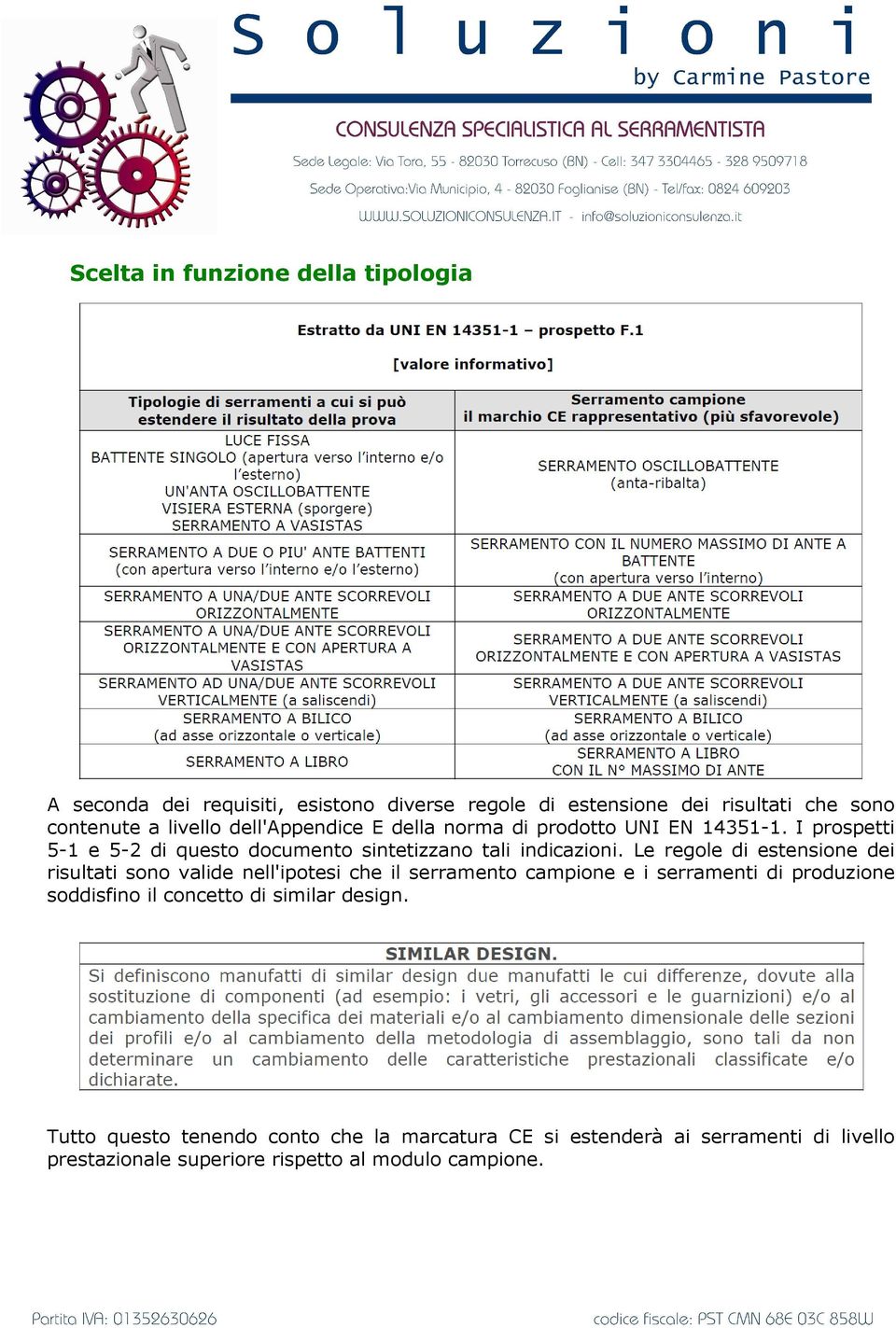 Le regole di estensione dei risultati sono valide nell'ipotesi che il serramento campione e i serramenti di produzione soddisfino il concetto