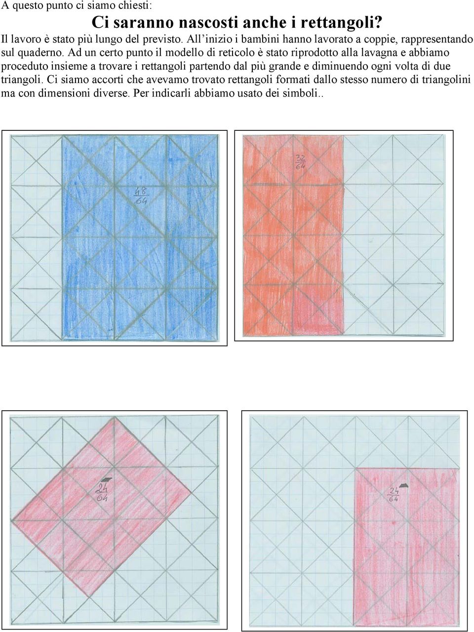 Ad un certo punto il modello di reticolo è stato riprodotto alla lavagna e abbiamo proceduto insieme a trovare i rettangoli partendo