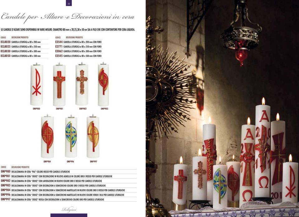 DESCRIZIONE DESCRIZIONE CANDELA LITURGICA ø 80 x 200 ECL8020 CANDELA LITURGICA ø 80 x 200 CANDELA LITURGICA ø 80 x 250 ECL8025 CANDELA LITURGICA ø 80 x 250 CANDELA LITURGICA ø 80 x 300 ECL8030