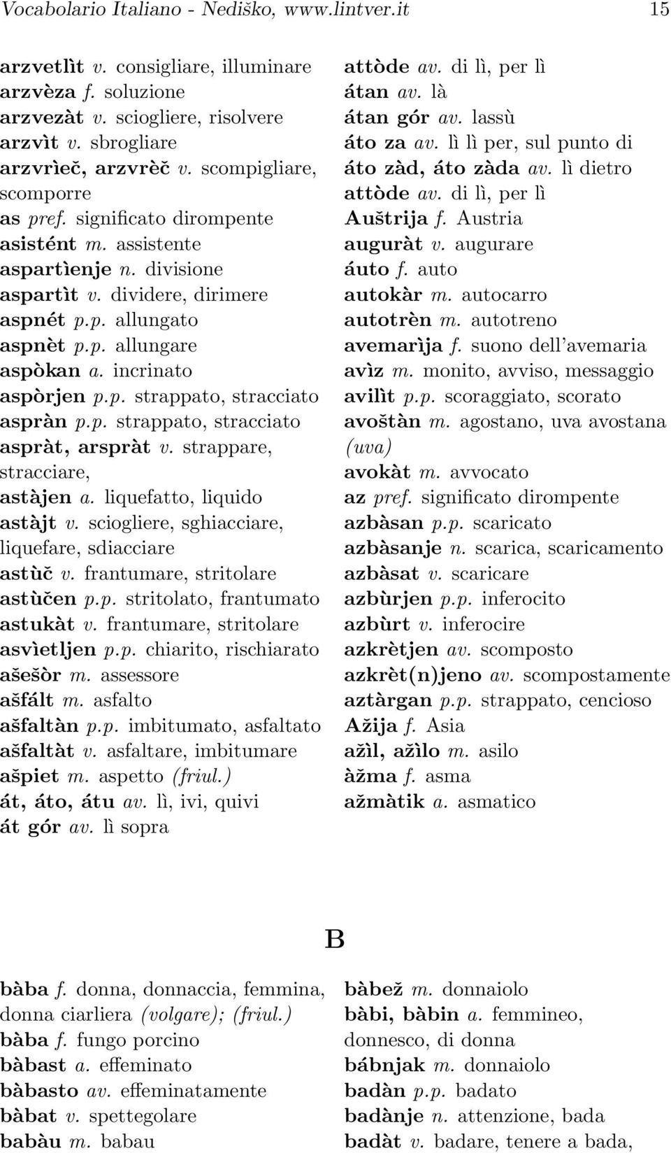 incrinato aspòrjen p.p. strappato, stracciato aspràn p.p. strappato, stracciato aspràt, arspràt v. strappare, stracciare, astàjen a. liquefatto, liquido astàjt v.