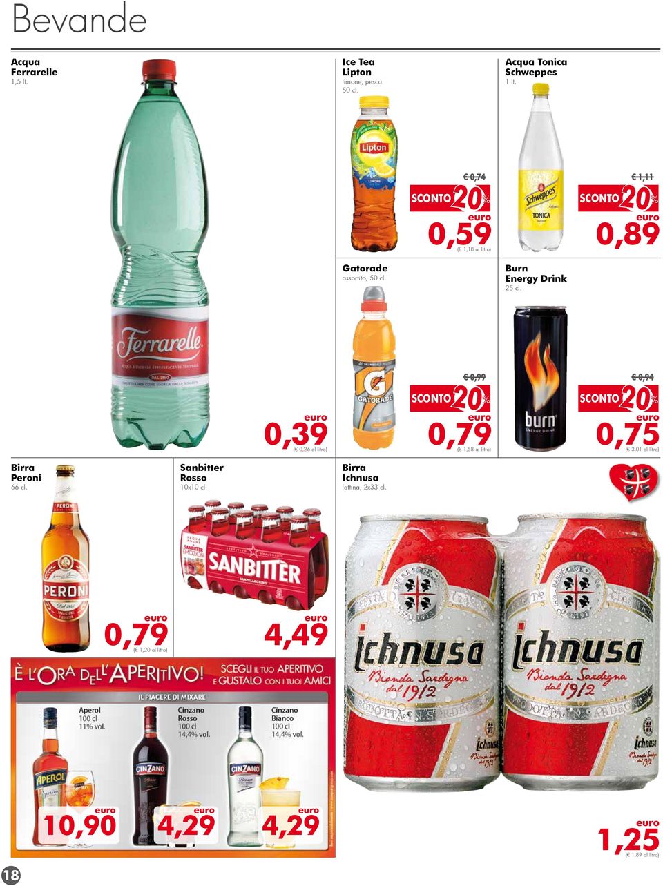 0,39 ( 0,26 al litro) 0,99 20% 0,79 ( 1,58 al litro) 0,94 20% 0,75 ( 3,01 al litro) Birra Peroni 66 cl.