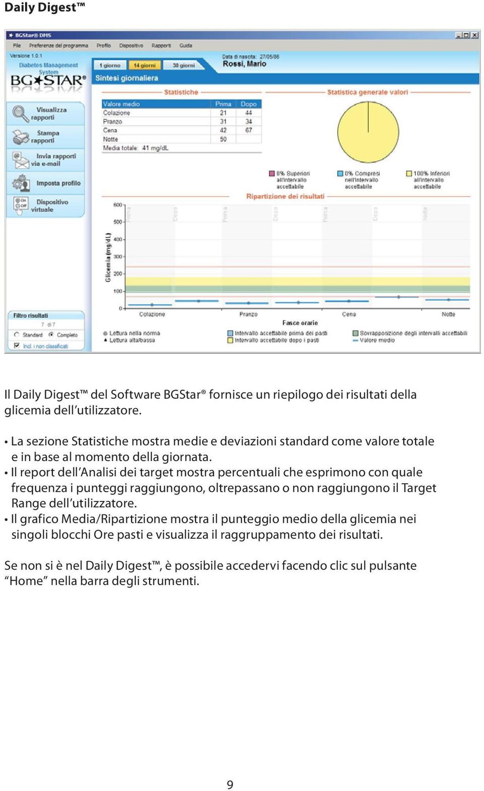 Il report dell Analisi dei target mostra percentuali che esprimono con quale frequenza i punteggi raggiungono, oltrepassano o non raggiungono il Target Range dell