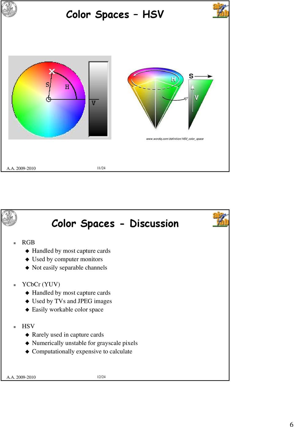 Used by computer monitors Not easily separable channels YCbCr (YUV) Handled by most capture cards