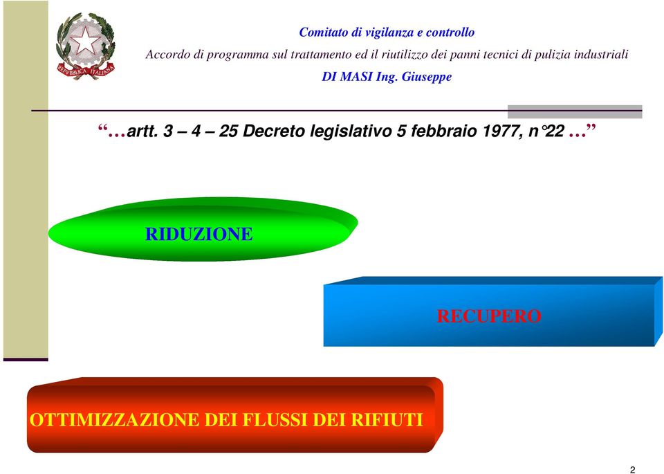 n 22 RIDUZIONE RECUPERO