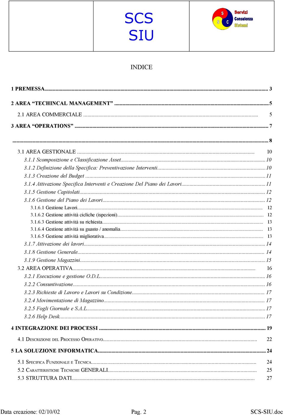 .. 12 3.1.6.2 Gestione attività cicliche (ispezioni)... 12 3.1.6.3 Gestione attività su richiesta... 13 3.1.6.4 Gestione attività su guasto / anomalia... 13 3.1.6.5 Gestione attività migliorativa.