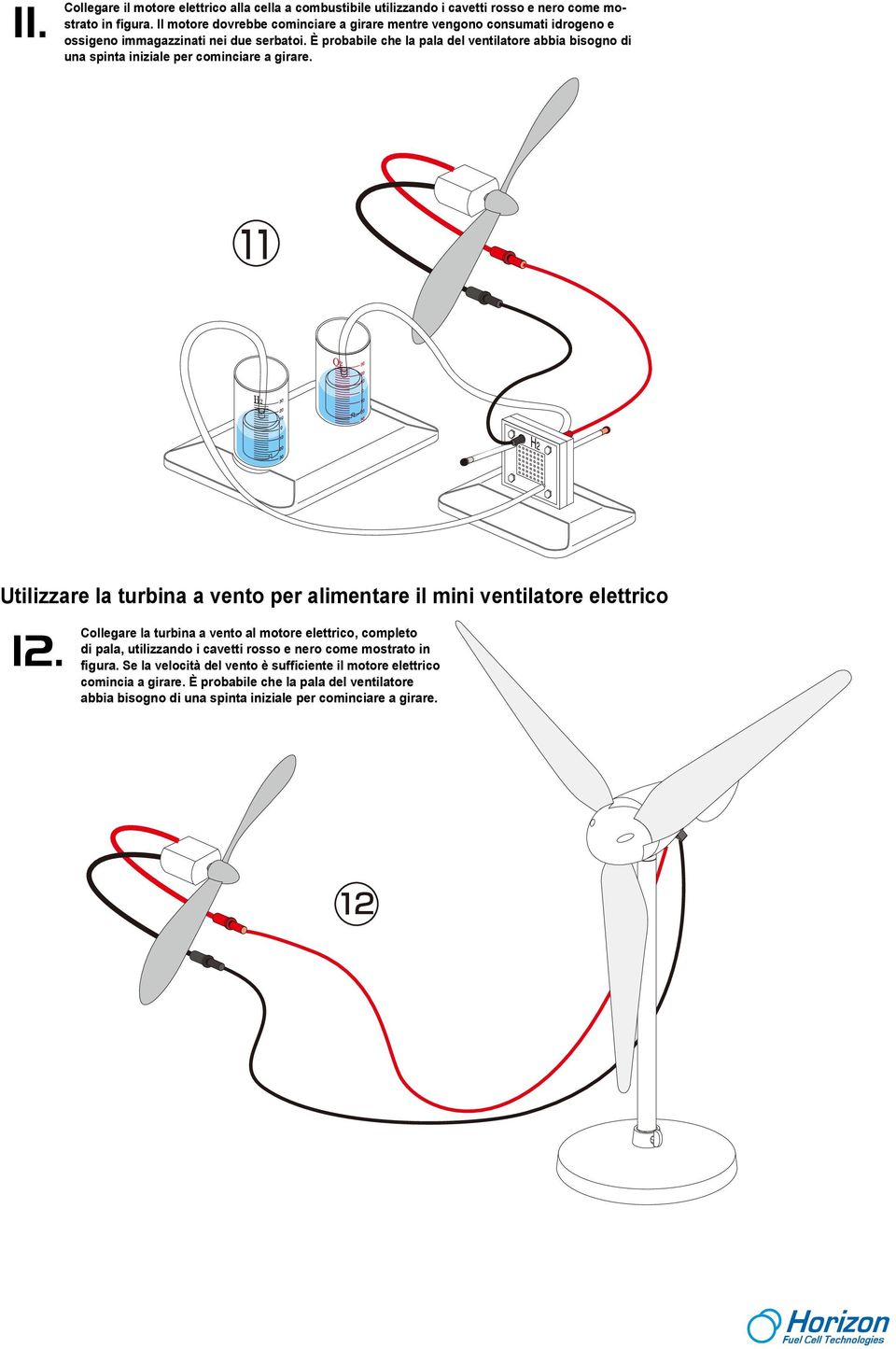 È probabile che la pala del ventilatore abbia bisogno di una spinta iniziale per cominciare a girare. Utilizzare la turbina a vento per alimentare il mini ventilatore elettrico 12.