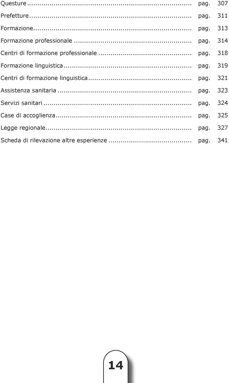 .. pag. 323 Servizi sanitari... pag. 324 Case di accoglienza... pag. 325 Legge regionale... pag. 327 Scheda di rilevazione altre esperienze.