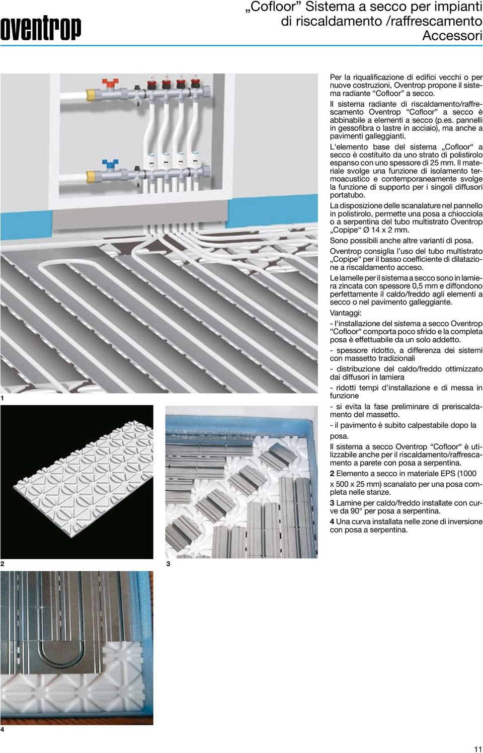 L elemento base del sistema Cofloor a secco è costituito da uno strato di polistirolo espanso con uno spessore di 5 mm.