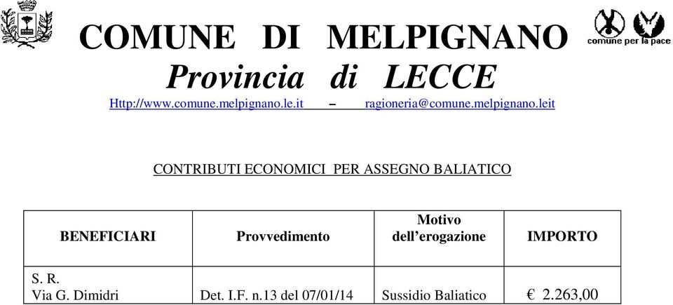 leit CONTRIBUTI ECONOMICI PER ASSEGNO BALIATICO