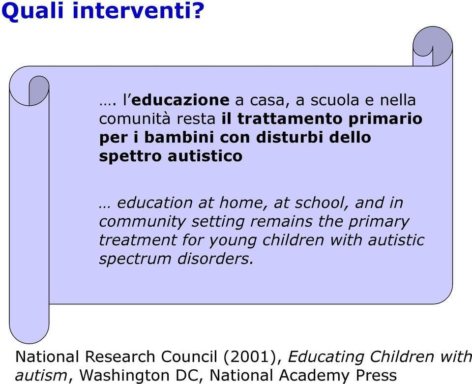 disturbi dello spettro autistico education at home, at school, and in community setting remains