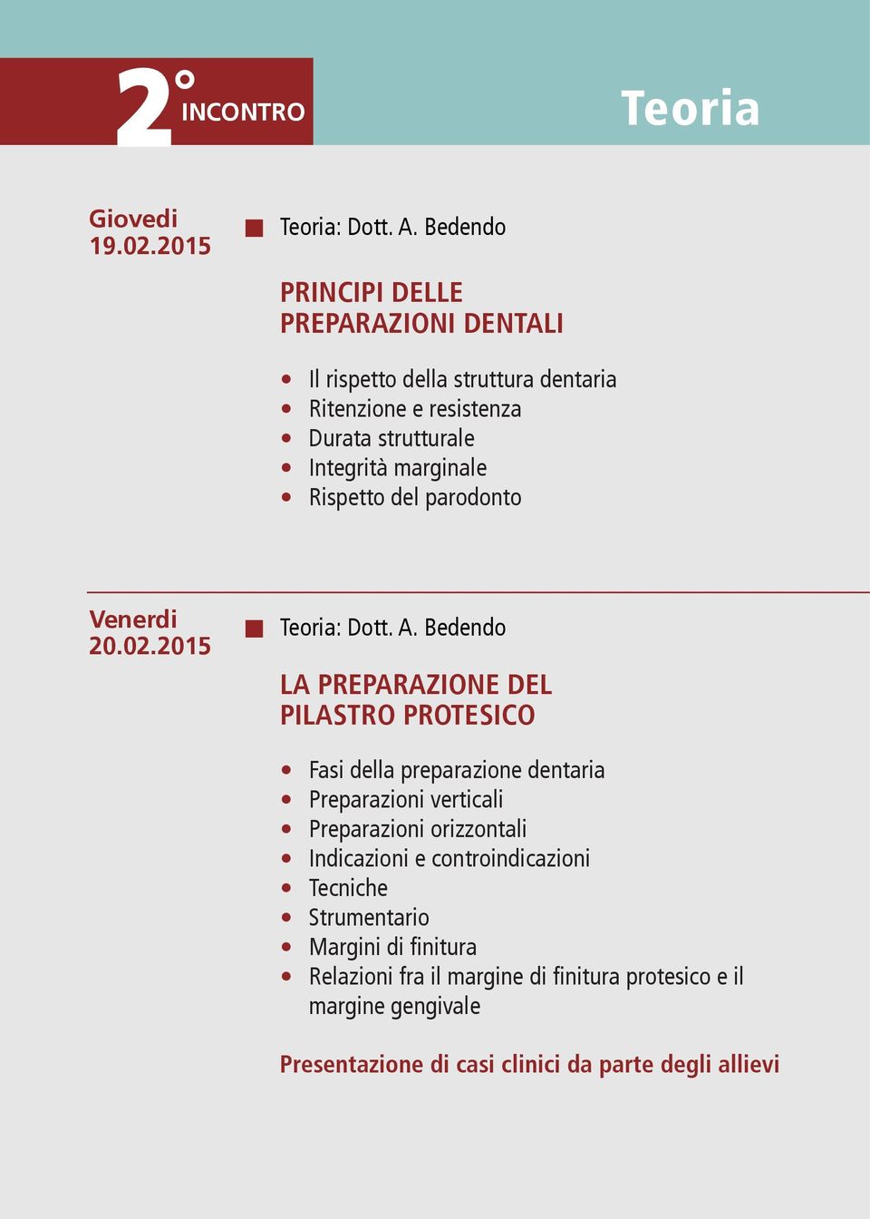 Rispetto del parodonto 20.02.2015 Teoria: Dott. A.