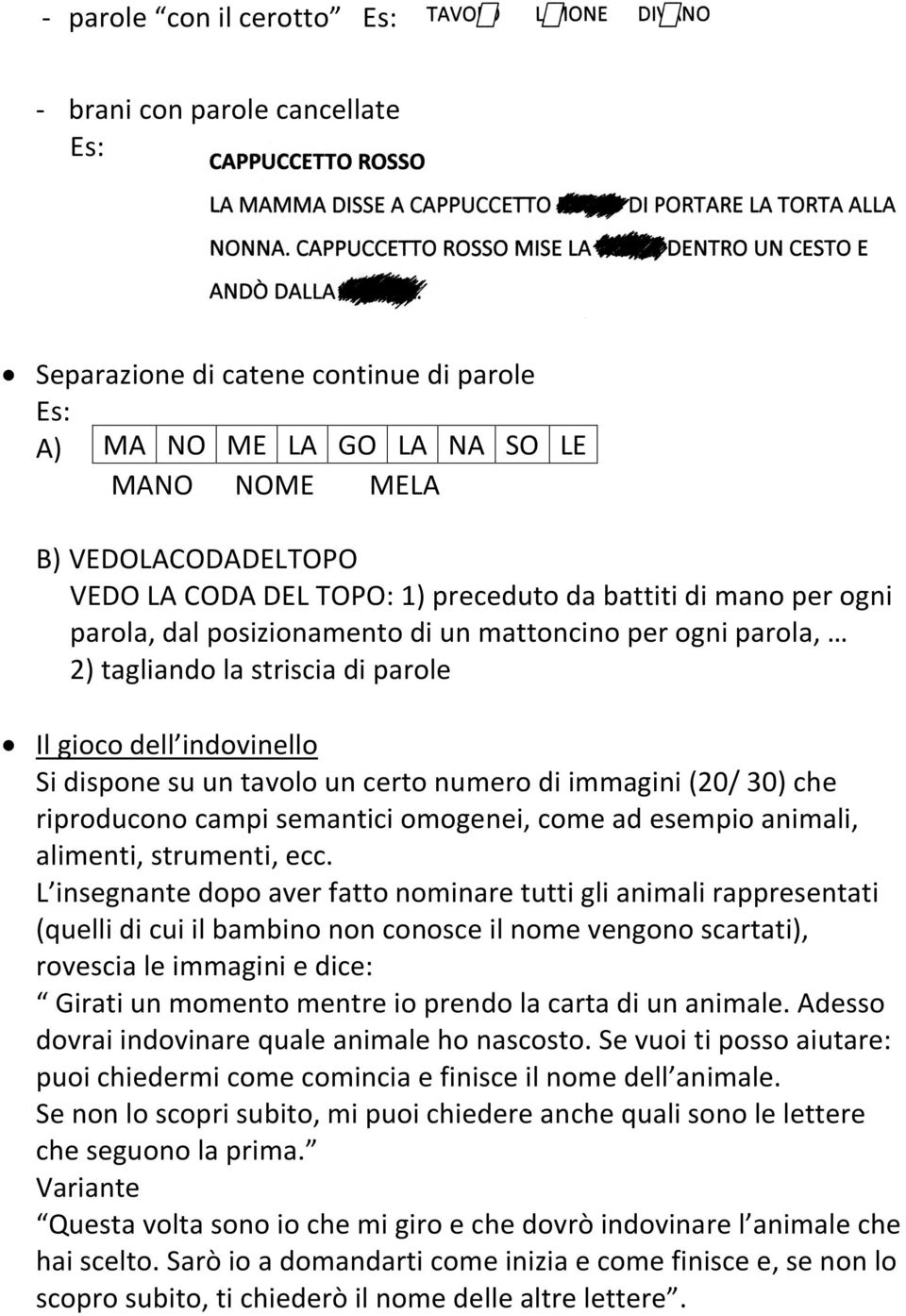 di immagini (20/ 30) che riproducono campi semantici omogenei, come ad esempio animali, alimenti, strumenti, ecc.