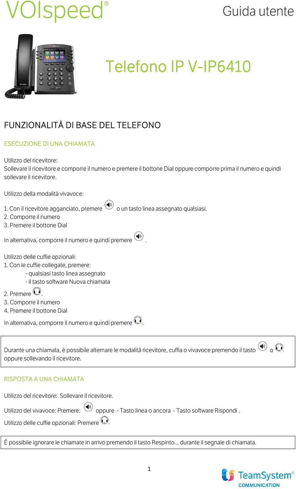 il bottone Dial In alternativa, comporre il numero e quindi premere. Utilizzo delle cuffie opzionali: 1.