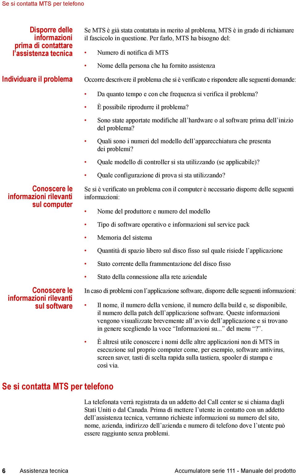 Per farlo, MTS ha bisogno del: Numero di notifica di MTS Nome della persona che ha fornito assistenza Occorre descrivere il problema che si è verificato e rispondere alle seguenti domande: Da quanto