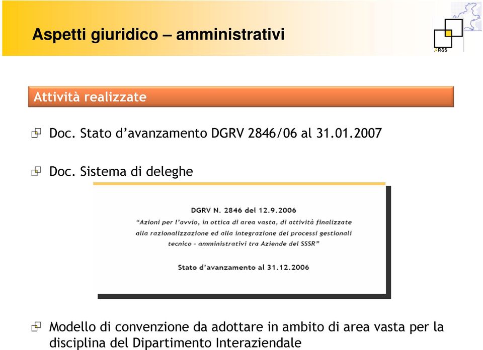 Sistema di deleghe Modello di convenzione da adottare in