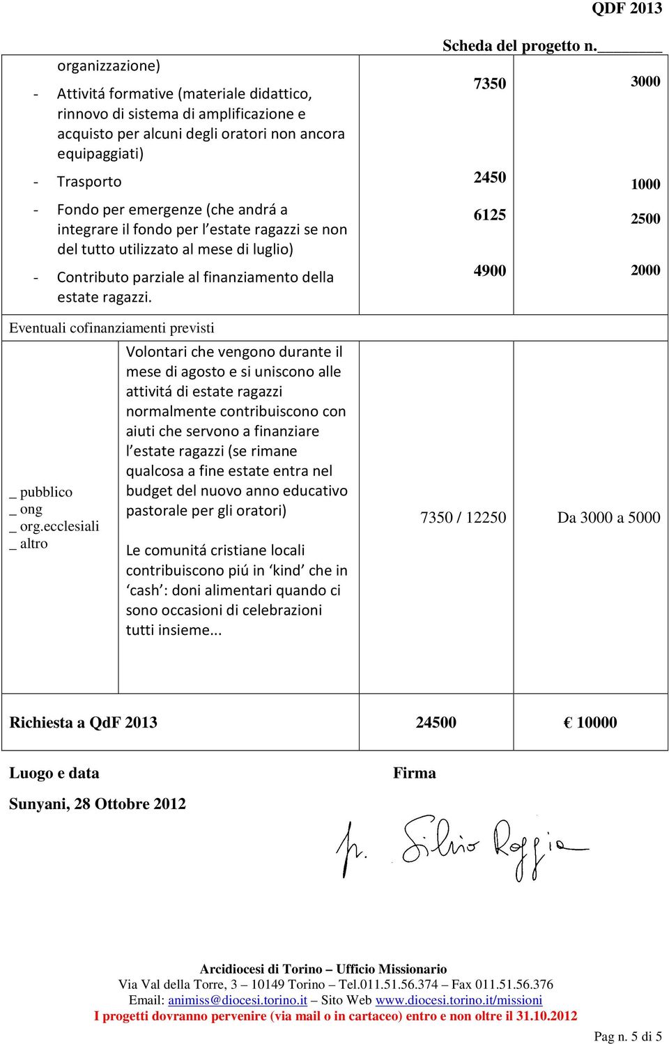 Eventuali cofinanziamenti previsti _ pubblico _ ong _ org.