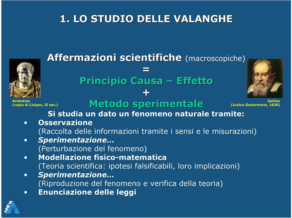 un dato un fenomeno naturale tramite: Osservazione (Raccolta delle informazioni tramite i sensi e le misurazioni) Sperimentazione