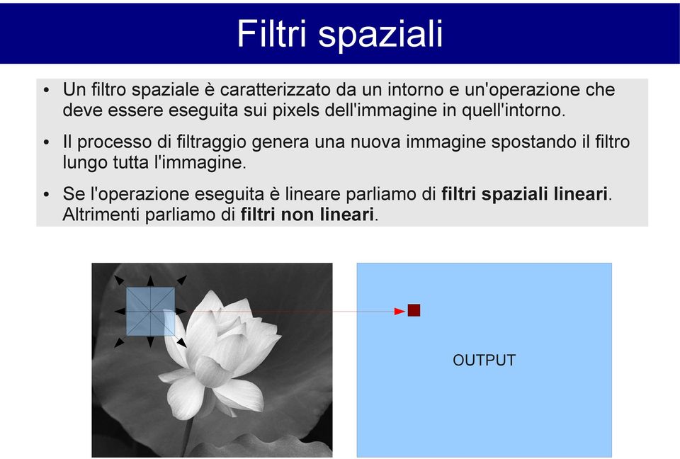 Il processo di filtraggio genera una nuova immagine spostando il filtro lungo tutta